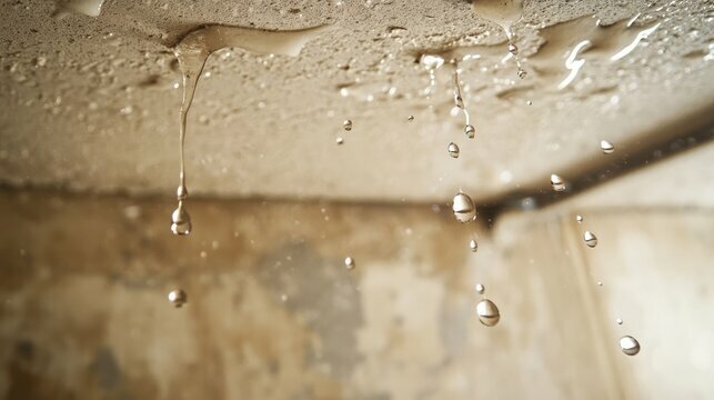 Manchas oscuras y amarillentas por humedad acumulada en el techo, evidenciando filtraciones de agua en el techo 